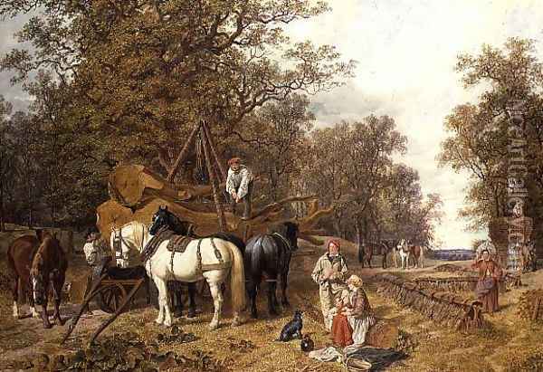 The Timber Waggon, 1858 Oil Painting - John Frederick Herring Snr