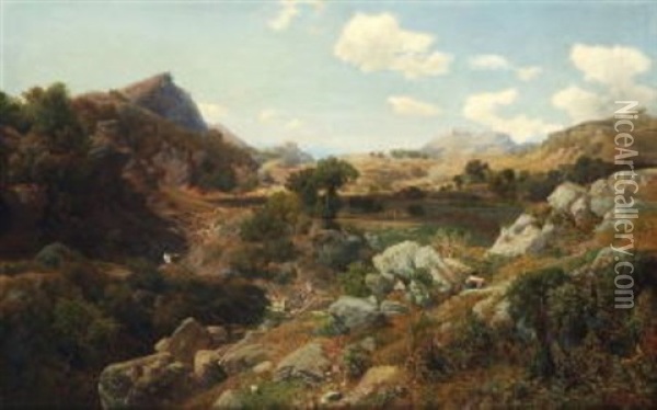 Ziegelhutten Bei Olevano Oil Painting - Johann Valentin Ruths