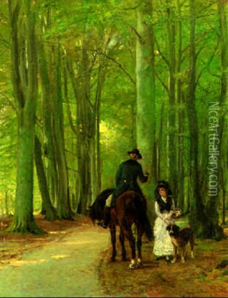 Meeting In The Forest Oil Painting - Heywood Hardy
