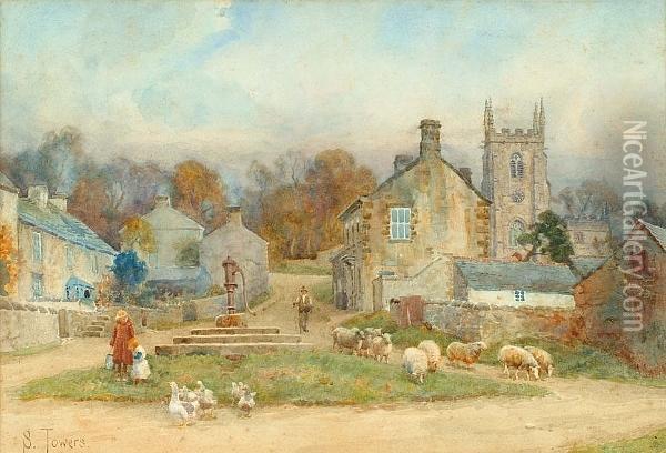 The Village Well Oil Painting - Samuel Towers
