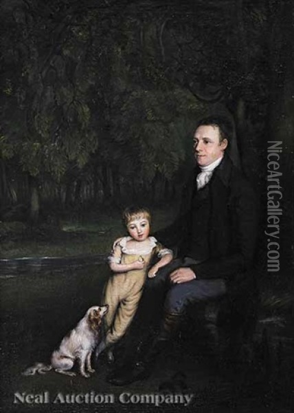 Portrait Of Thomas Fawcette Of Yorkshire, With His Nephew Oil Painting - Ramsay Richard Reinagle