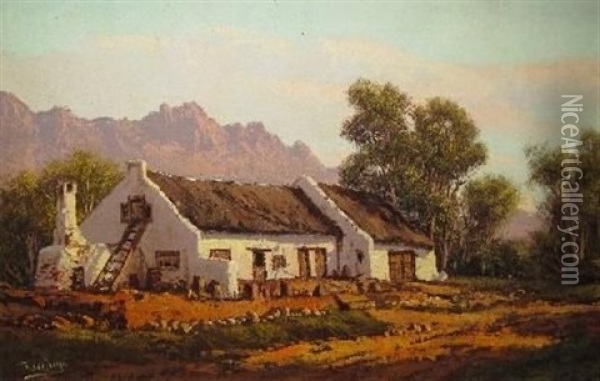 Farmhouse, Ceres Oil Painting - Tinus de Jongh