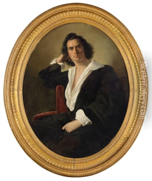 Bildnis Des Hofschauspielers Josef Wagner (wien 1818-1870) Oil Painting - Joseph Mathaeus Aigner