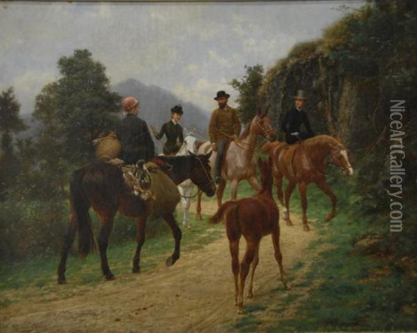 The Meeting On Horseback Oil Painting - Jean Richard Goubie