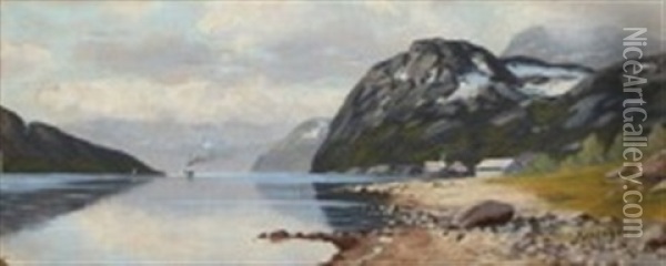 A Couple Of Norwegian Landscapes From Hardanger Fiord And Telemarken Oil Painting - Carl Moe