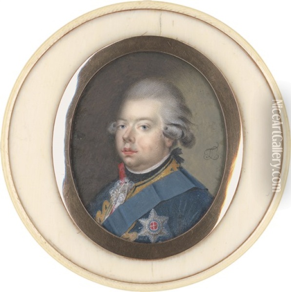 Bildnis Stadhouder Willem V. Von Oranien (1748-1806) In Blauer Uniform Mit Dem Hosenbandorden Oil Painting - Leonard Temminck