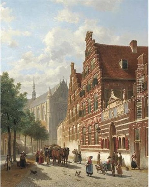La Maison Des Orphelins, Leiden Oil Painting - Jacques Francois Carabain