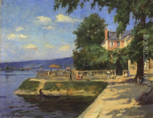 La Terrasse A Caudebec Oil Painting - Georges Jules Ernest Binet