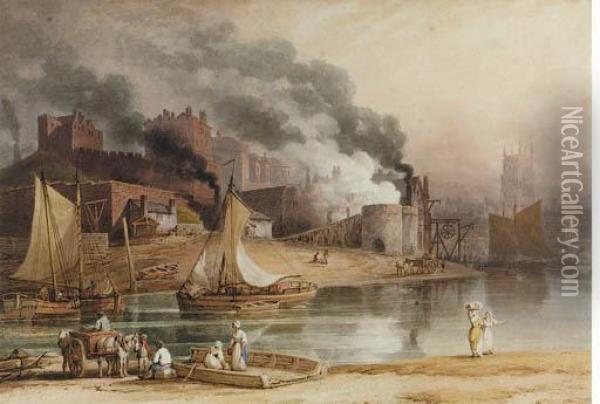 Chester Castle And Skinners Yard Oil Painting - Nicholson, F.