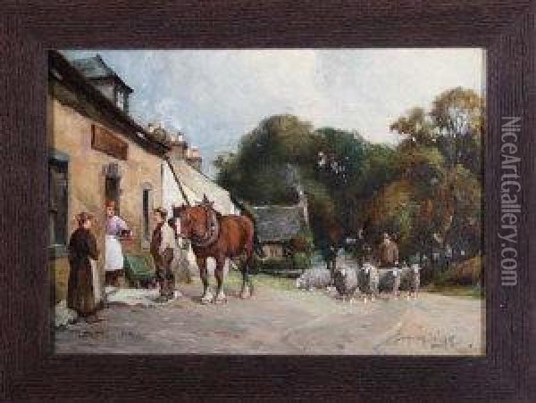 The Red Lion Inn, Mearns Oil Painting - Tomson Laing