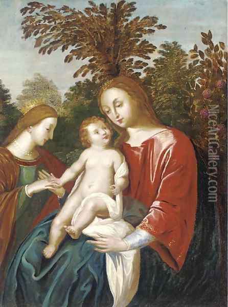The Mystic Marriage of Saint Catherine Oil Painting - Kasper or Gaspar van den Hoecke