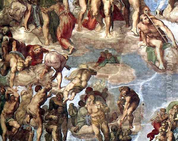 Last Judgment (detail) 2 Oil Painting - Michelangelo Buonarroti