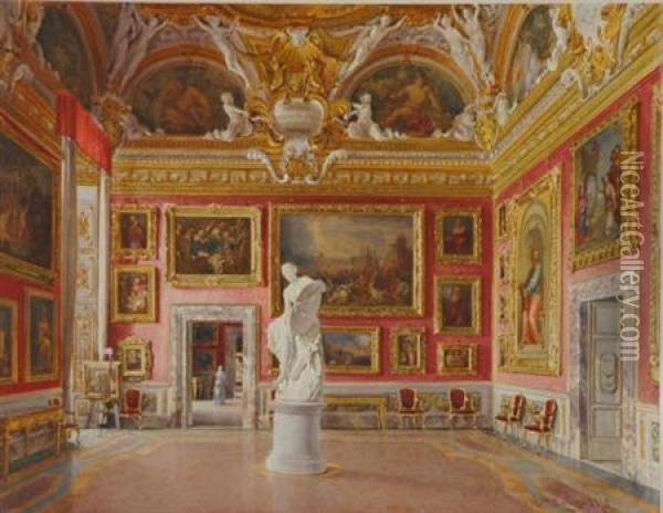 Sala Di Giove Con La Statua Della Vittoria Di Vincenzo Consani Oil Painting - Domenico Caligo