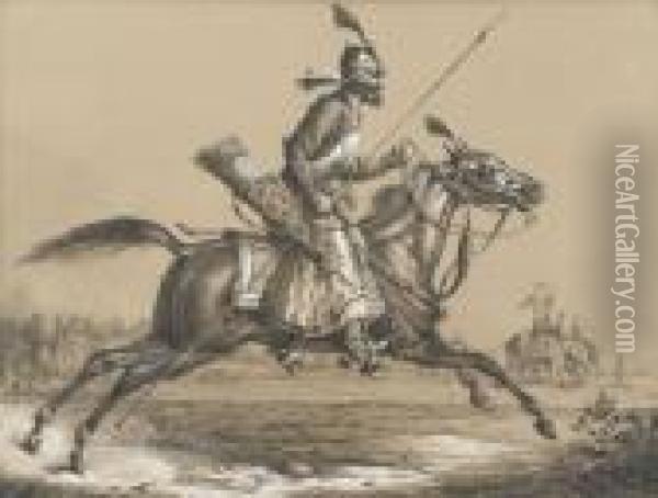 Indischer Krieger Zu Pferd Oil Painting - Carle Vernet