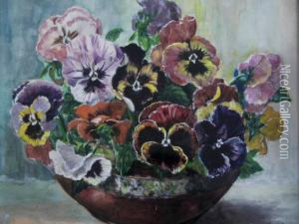 Pansies Oil Painting - Winifred Walker