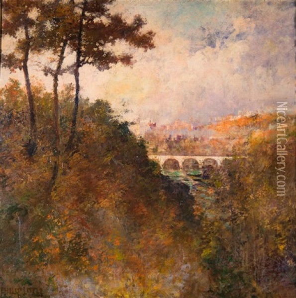 The White Bridge Oil Painting - Philip Little