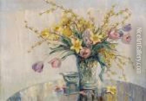 Fruhlingsblumen. Oil Painting - Adolf Schuhknecht