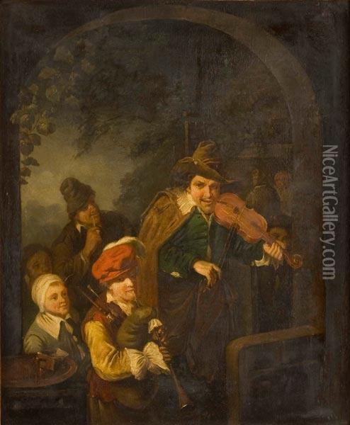 I Suonatori Ambulanti Oil Painting - David The Younger Teniers