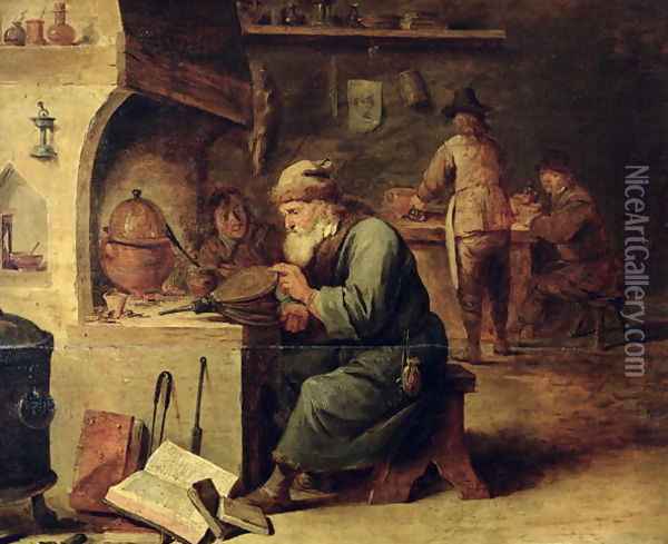 An Alchemist Oil Painting - David The Younger Teniers