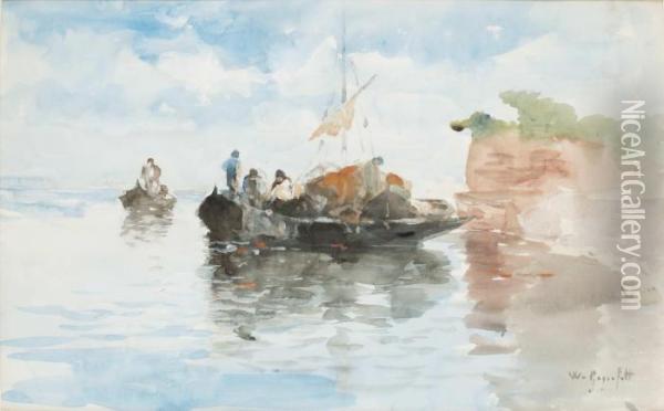 Fiskebat Oil Painting - Wilhelm von Gegerfelt
