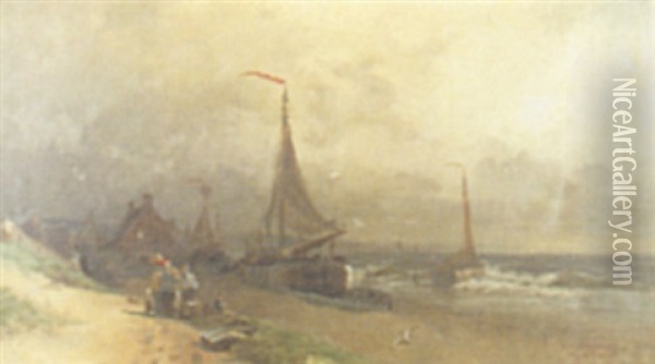 Coastal Scene Oil Painting - Viggo Fauerholdt