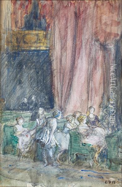 Theatre Audience Oil Painting - Eleanor Fortescue Brickdale