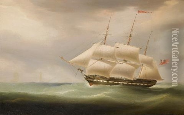 Lady Macnaghten Off The Eddystone Lighthouse Oil Painting - William John Huggins