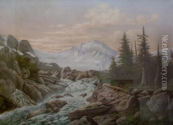 Rushing River Oil Painting - Louis Grube