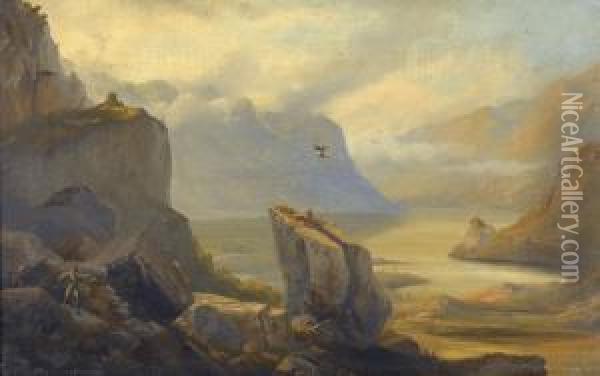 Falkenjagd Im Gebirge Oil Painting - Carl Friedrich Seiffert
