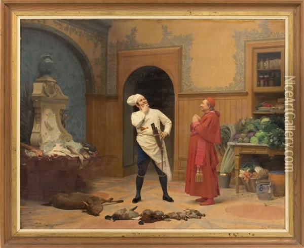 Pleading For A Meal Oil Painting - Jehan Georges Vibert