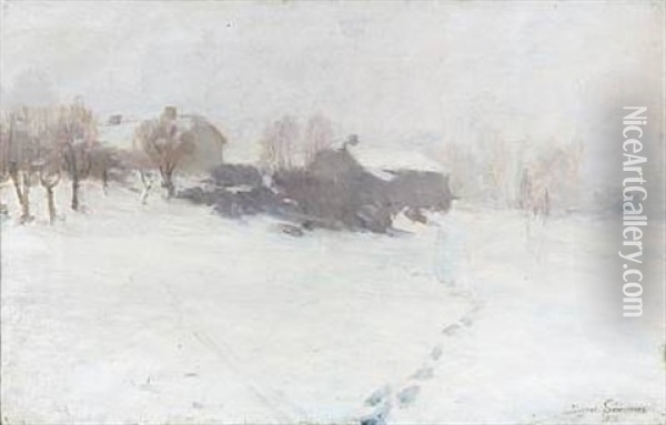 Winter Landscape Oil Painting - Jorgen Sorensen