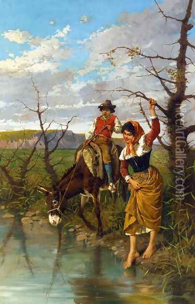 The River Crossing Oil Painting - Filippo Indoni