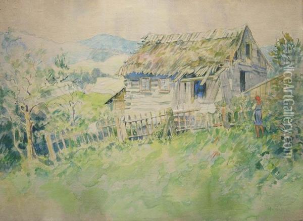 Chata Na Tle Gor Oil Painting - Ludwik Machalski