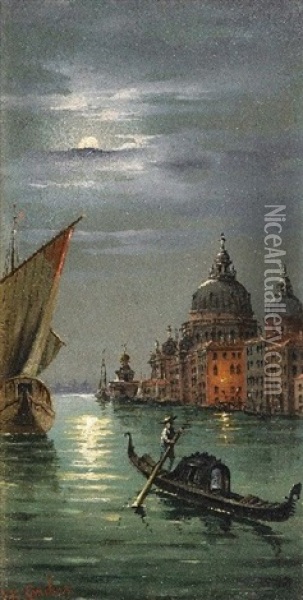 Canale Grande Mit Maria Della Salute Oil Painting - Marco Grubas