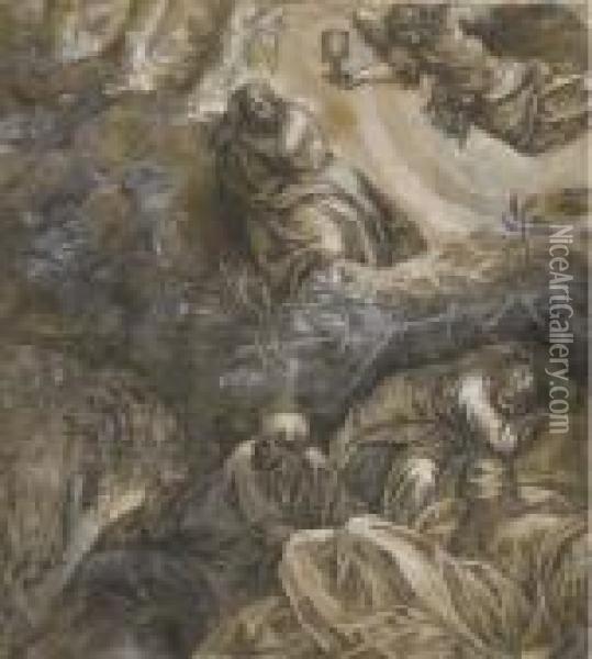 Christ In The Garden Of Gethsemane Oil Painting - Jacopo Robusti, II Tintoretto