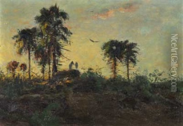 Tropenabend Oil Painting - Wilhelm Friedrich Kuhnert