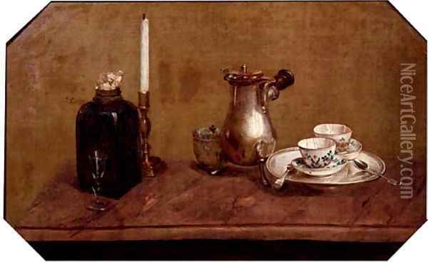 A silver coffee pot, Oil Painting - Anne Vallayer-Coster