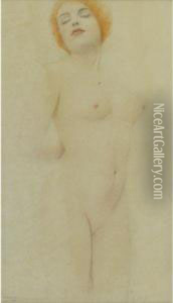 Etude De Nu Oil Painting - Fernand Khnopff