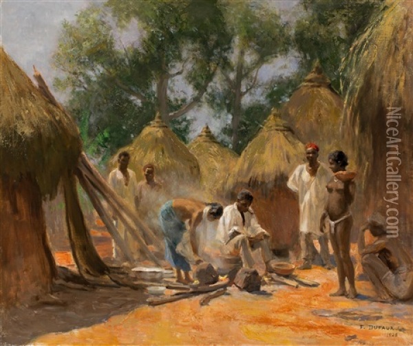 Village Africain Oil Painting - Frederic Dufaux