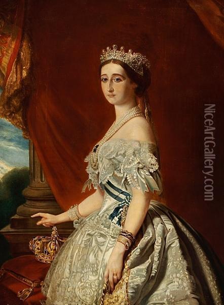 Copy After, 19th Century: Empress Eugenie Oil Painting - Franz Xavier Winterhalter