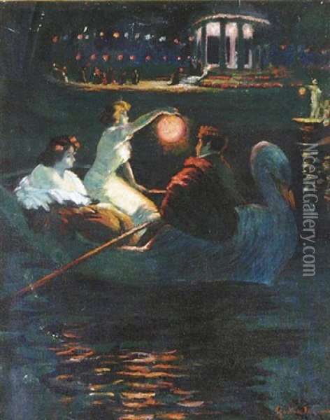 The Late Night Boat Ride Oil Painting - Gaston La Touche