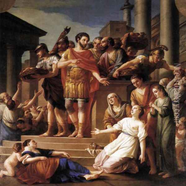 Marcus Aurelius Distributing Bread to the People 1765 Oil Painting - Joseph-Marie Vien