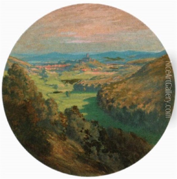 Landschaft Mit Blick Auf Eine Ortschaft Im Taunus Oil Painting - Johann Georg Mohr