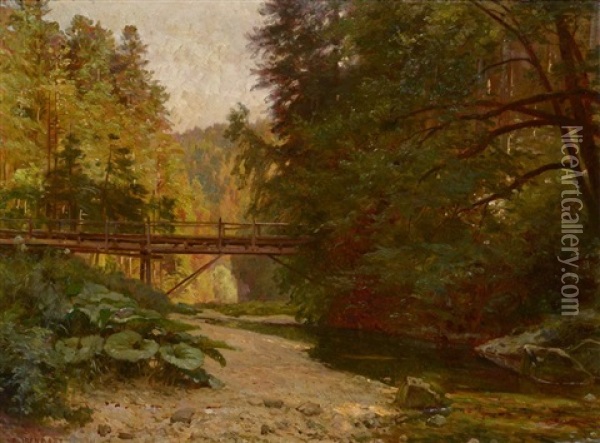 Pont Sur Une Riviere Oil Painting - Emile Isembart