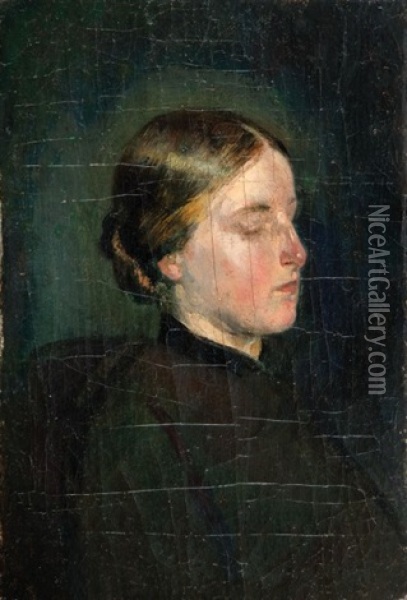 Portret Mlodej Kobiety Oil Painting - Dobieslaw Krolikowski