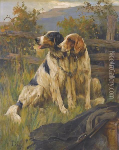 Gun Dogs Oil Painting - Arthur Wardle