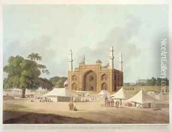 Gate of the Tomb of the Emperor Akbar 1542-1605 at Secundra Agra Oil Painting - Thomas Daniell