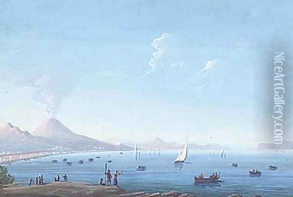 Views of Naples and the surrounding coastline (one illustrated) Oil Painting - Neapolitan School