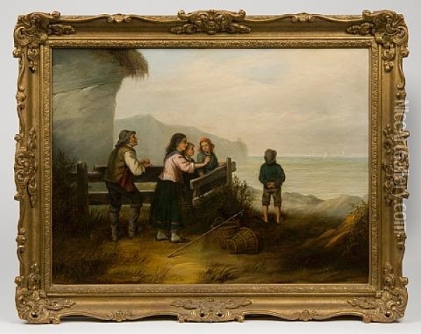 Fathers Return (+ Awaiting The Fleet; Pair) Oil Painting - Louis Simon Cabaillot Lassalle