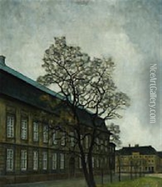View From Christiansborg Palace In Copenhagen Oil Painting - Svend Hammershoi